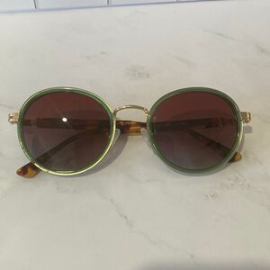 CARFIA Polarized Round Sunglasses Green Gold Tortoise CA1951